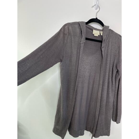 Cynthia Rowley Open Front Hoodie Cardigan Sweater Linen‎ Coastal Lagenlook S - Picture 3 of 9